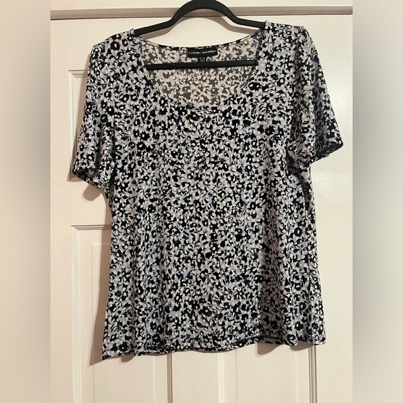 #34 CATHERINE MALANDRINO • FLORAL BLUES • BLOUSE - Picture 1 of 5